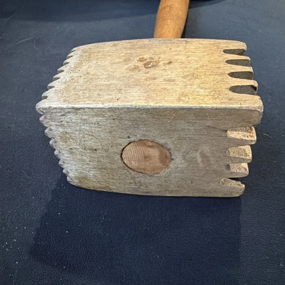 Vintage Large Heavy Duty Aluminum‎ Meat Tenderizer With Wood Handle